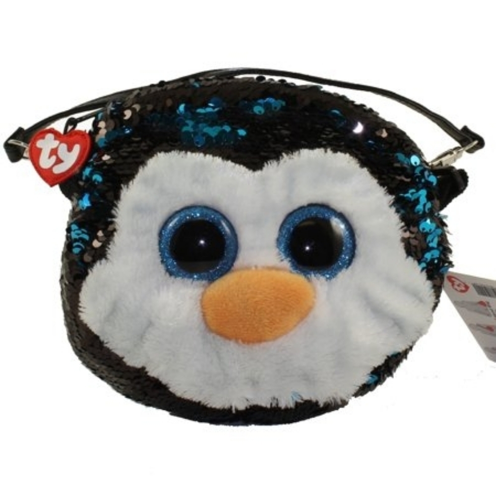 NWT TY Purse Fashion Flippy Sequin Purse - WADDLES the Penguin (8 Inch)